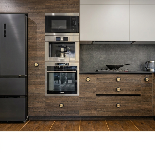 Richelieu 2065 cabinet knob set of 2 installed on modern wood kitchen cabinets