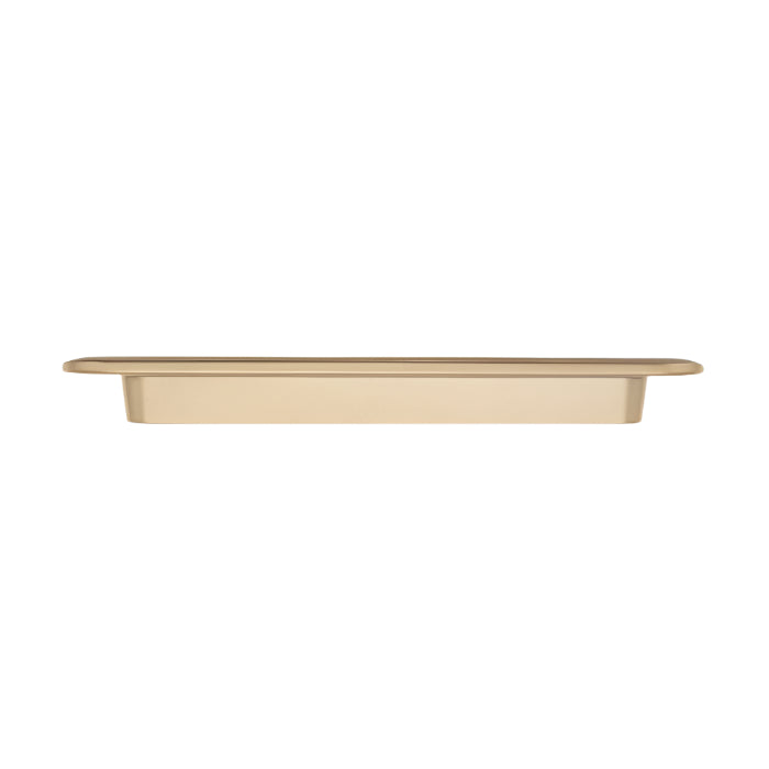 Richelieu 2585 sculpted cabinet pull in verona gold front view