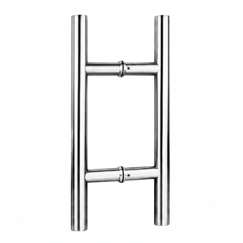 Richelieu 32 mm back-to-back ladder pull handle in polished stainless steel for glass and wood doors