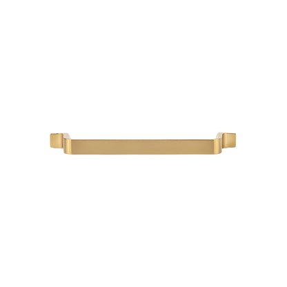 Richelieu 52003 modern metal cabinet pull in brushed aurum gold flat view
