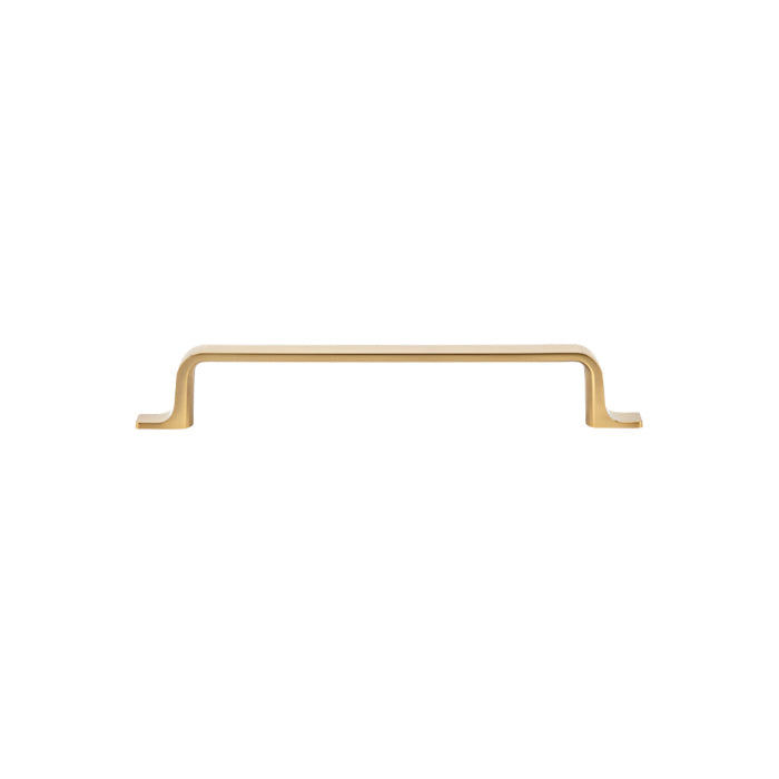 Richelieu 52003 modern metal cabinet pull in brushed aurum gold front view