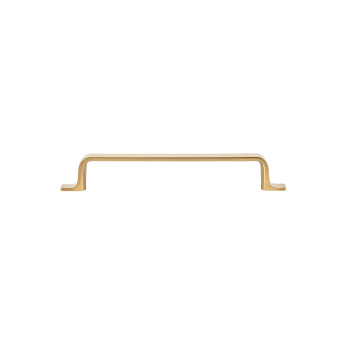 Richelieu 52003 modern metal cabinet pull in brushed aurum gold front view