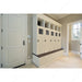 Richelieu 5465 hexagon cabinet pull installed in a modern entryway storage space