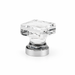 Richelieu 6926 modern glass cabinet knob angled view with chrome base
