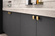 Richelieu 7345 cabinet knob set of 2 installed on dark kitchen cabinets