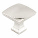 Richelieu 7653 polished nickel cabinet knob angled view showing curved square top