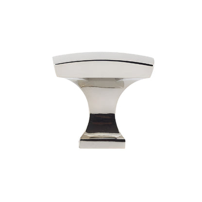 Richelieu 7653 polished nickel cabinet knob angled view showing curved square top