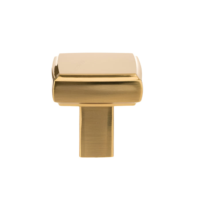 Front view of Richelieu 8655 square cabinet knob in brushed aurum gold