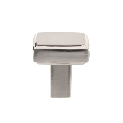 Front view of Richelieu 8655 square cabinet knob in brushed nickel