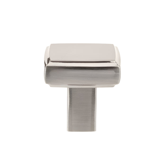 Front view of Richelieu 8655 square cabinet knob in brushed nickel