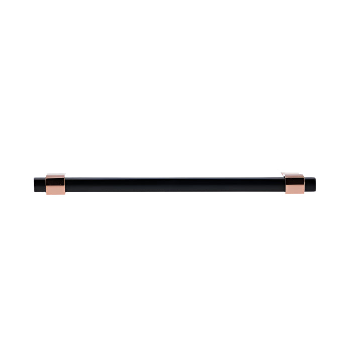 Richelieu 8715 geometric cabinet pull in black and copper flat view