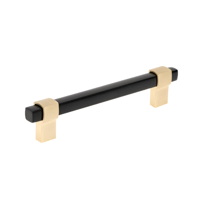 Richelieu 8715 Modern Metal Pull - Brushed Brass / Black / 6’’ - Cabinet Pull