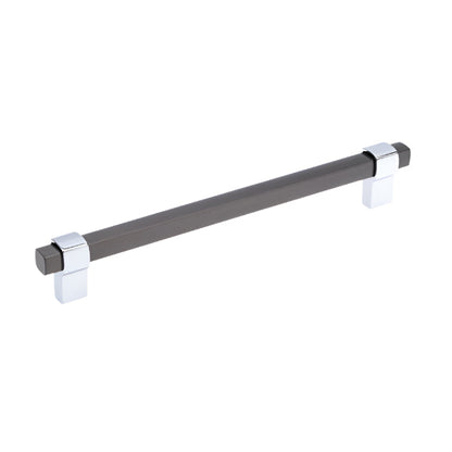 Richelieu 8715 Modern Metal Pull - Brushed Black Nickel / Chrome / 6’’ - Cabinet Pull