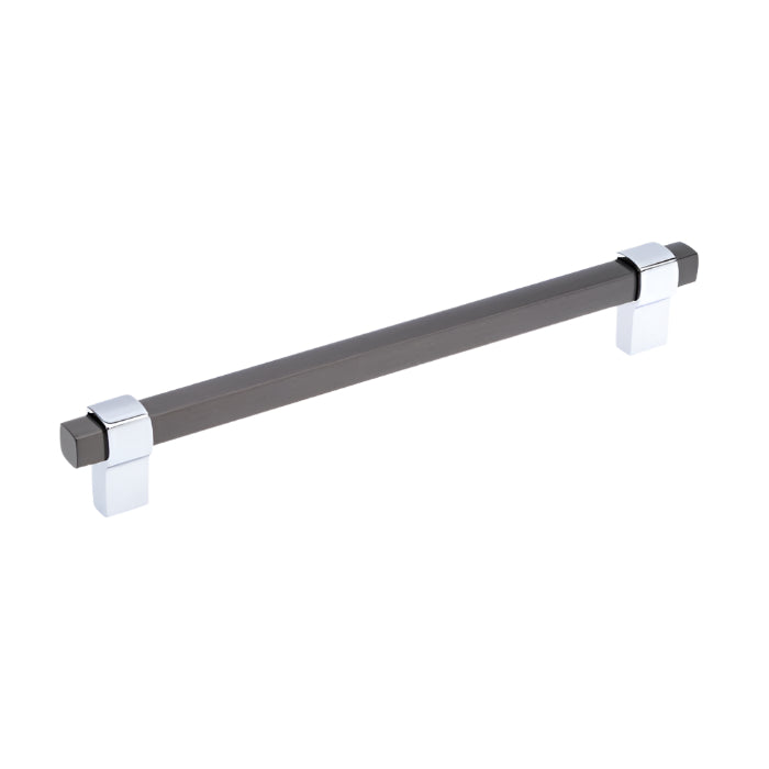 Richelieu 8715 Modern Metal Pull - Brushed Black Nickel / Chrome / 6’’ - Cabinet Pull
