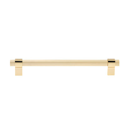 Richelieu 8715 geometric cabinet pull in gold front view