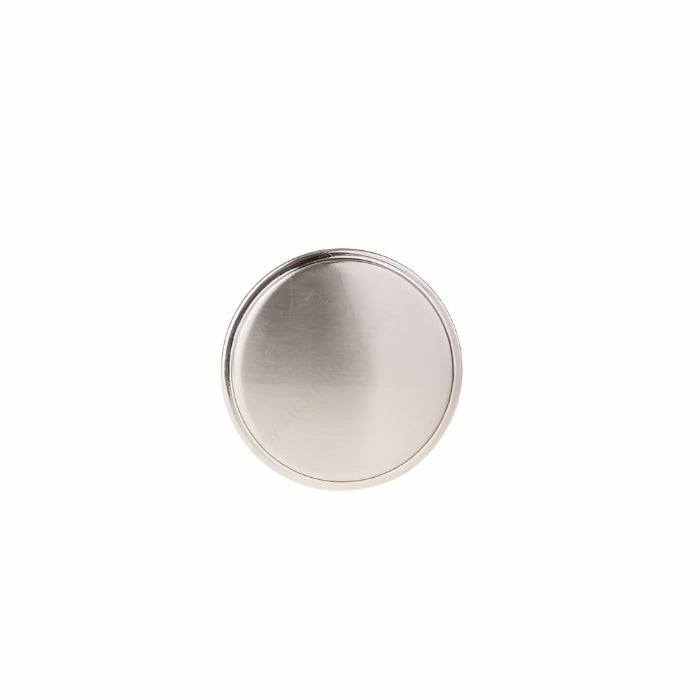 Top view of Richelieu 8726 modern metal cabinet knob in brushed nickel