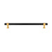 Richelieu 8747 modern metal pull in matte black and aurum gold finish front view