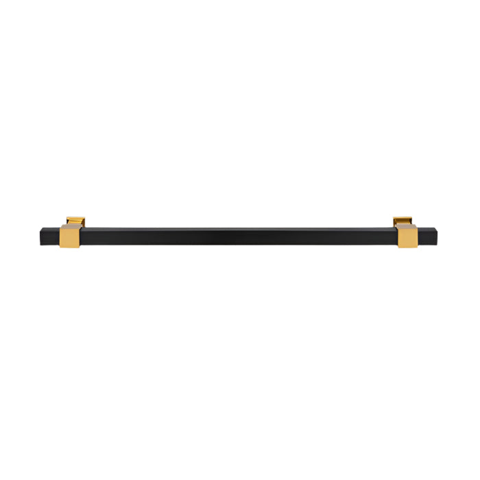 Richelieu 8747 modern metal pull in matte black and aurum gold finish profile view