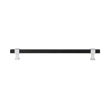 Richelieu 8747 modern metal pull in matte black and chrome finish front view