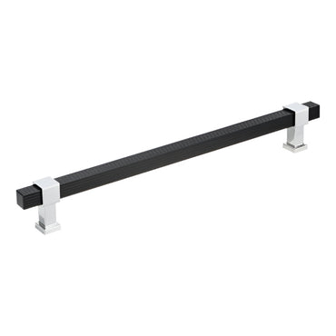 Richelieu 8747 Modern Metal Appliance Pull - Matte Black and Chrome / 15’’ - Appliance Pull
