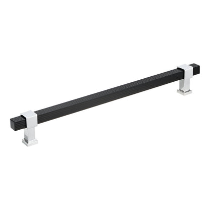Richelieu 8747 Modern Metal Appliance Pull - Matte Black and Chrome / 15’’ - Appliance Pull
