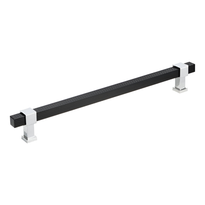 Richelieu 8747 Modern Metal Appliance Pull - Matte Black and Chrome / 15’’ - Appliance Pull