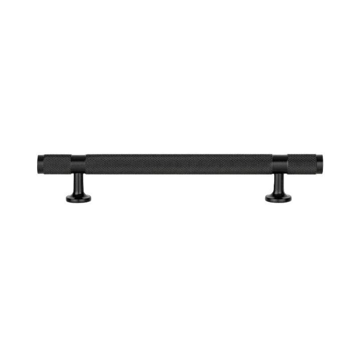 Richelieu 8997 knurled cabinet pull in black front view