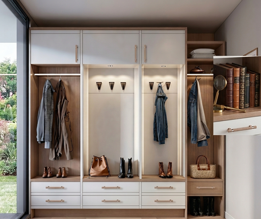 Richelieu 8997 knurled cabinet pull installed in a modern closet space
