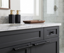 Richelieu 8997 knurled cabinet pull installed on a modern bathroom vanity
