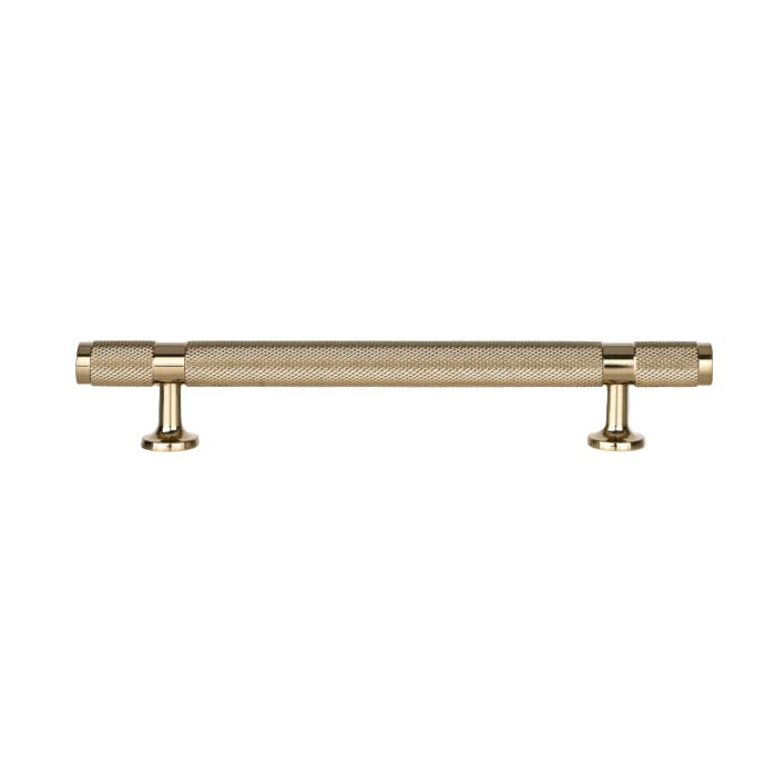 Richelieu 8997 knurled cabinet pull in polished gold front view