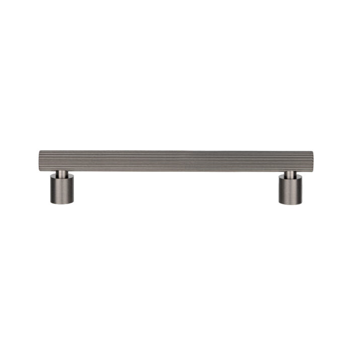 Richelieu 9730 fluted cabinet pull in brushed black nickel front view-