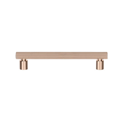 Richelieu 9730 fluted cabinet pull in shiny oriental bronze front view