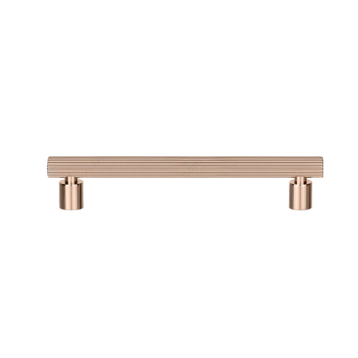 Richelieu 9730 fluted cabinet pull in shiny oriental bronze front view