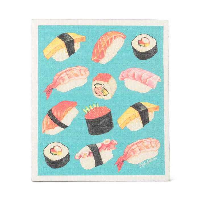 sushi and sashimi design Swedish dishcloth reusable eco friendly cleaning cloth