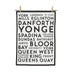 Toronto street names cotton kitchen towel featuring bold typography of Toronto streets