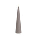 Single Uyuni LED flameless cone candle in sandstone finish with 3D flame