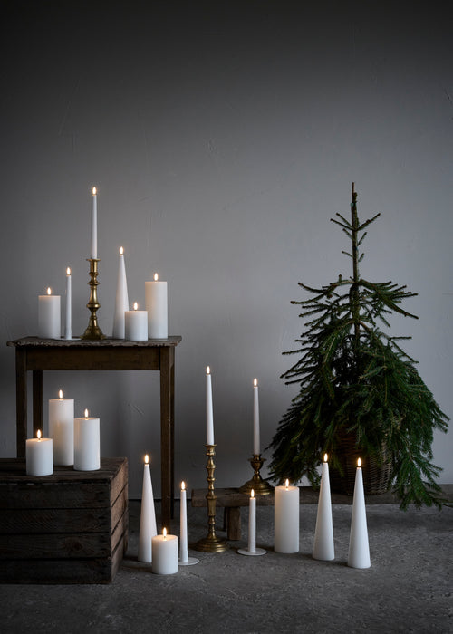 Uyuni LED flameless cone candles used in holiday home decor setup