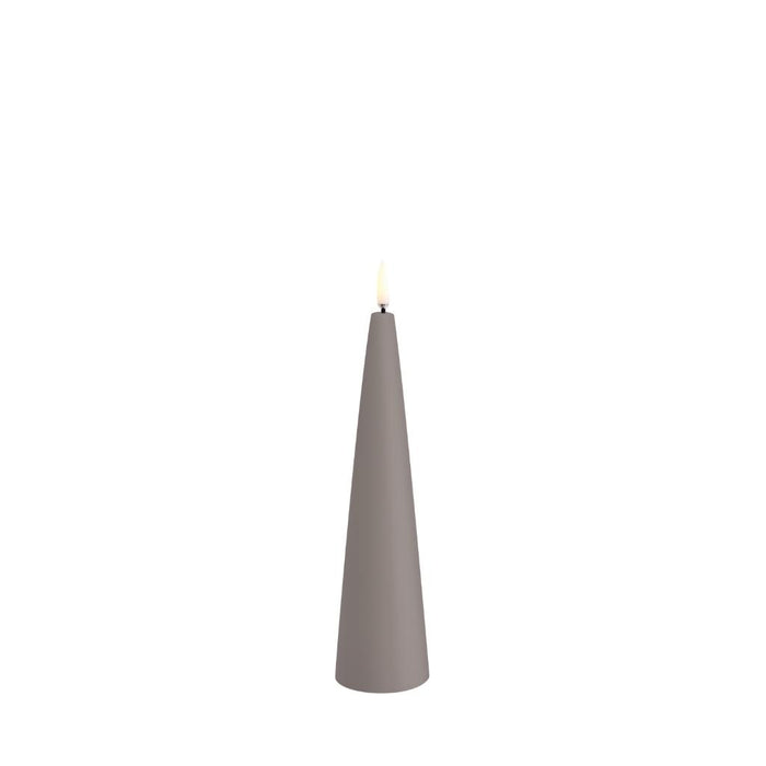 Side view of Uyuni sandstone flameless cone candle with realistic LED flame