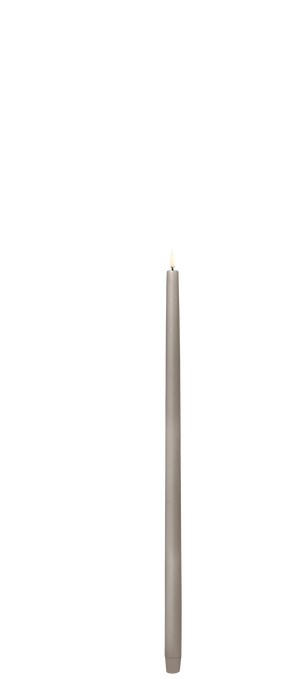 Side view of Uyuni flameless tall taper candle in sandstone