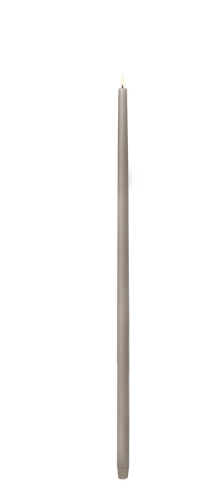Single Uyuni LED flameless taper candle in sandstone finish with 3D flame