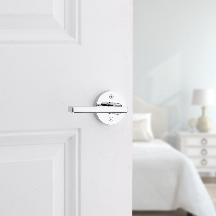 Weiser Halifax Privacy Lever Installed on Modern Bathroom Door