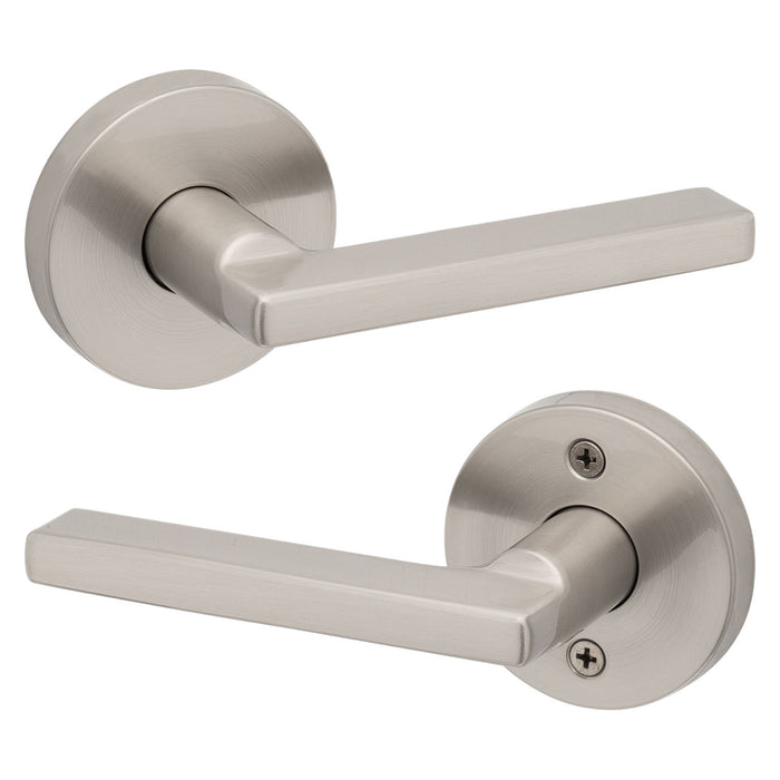 Weiser Halifax satin nickel interior door lever modern round rosette handle
