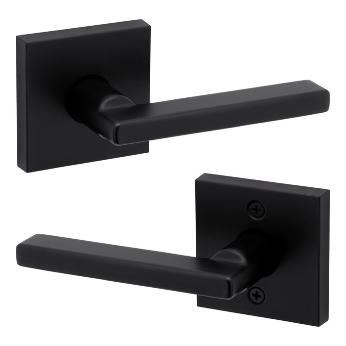 Weiser Halifax square passage door lever matte black modern interior door handle