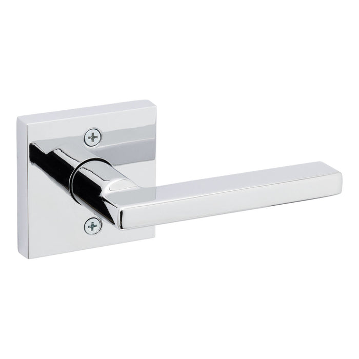 Modern interior door with Weiser Halifax square lever handle in polished chrome