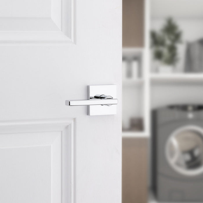 Polished chrome Weiser Halifax square passage lever modern door hardware