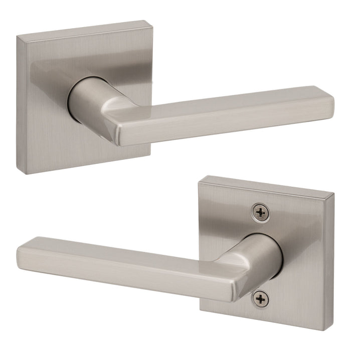 Satin nickel Weiser Halifax square passage lever interior door handle