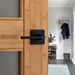 Weiser Lisbon square dummy door lever matte black installed on closet door
