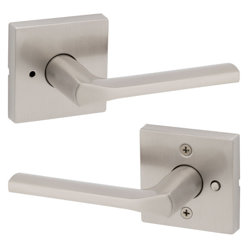 Weiser Lisbon Privacy Door Lever Square Satin Nickel Interior Door Hardware Set