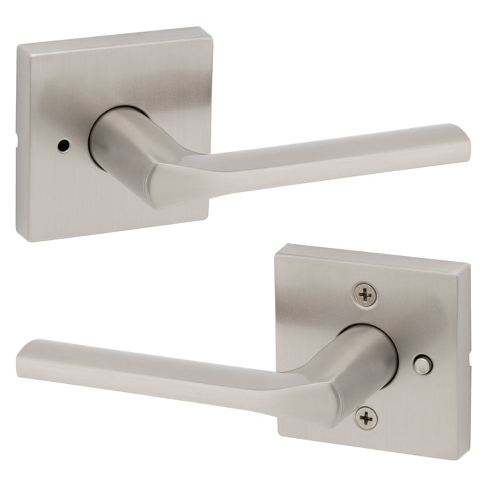 Weiser Lisbon Privacy Door Lever Square Satin Nickel Interior Door Hardware Set