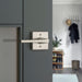 Weiser Lisbon Square Satin Nickel Passage Door Lever Installed on Laundry Room Door